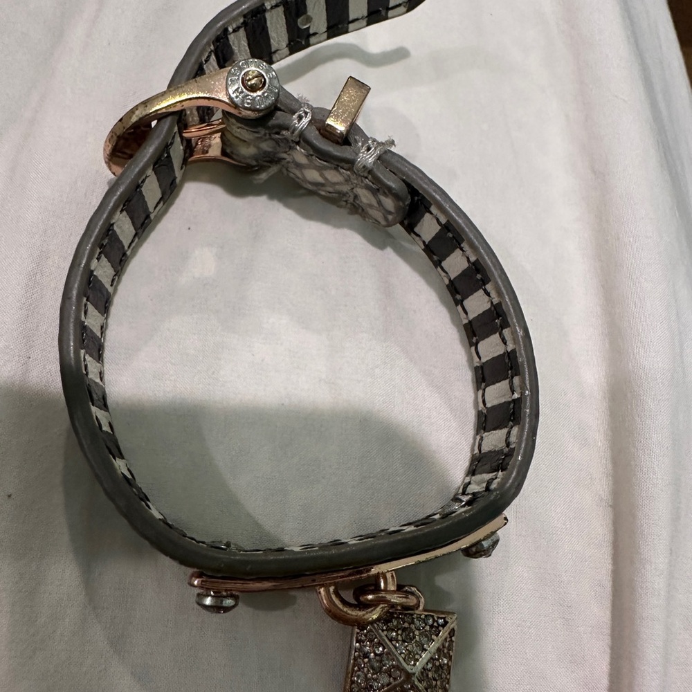 HENRI BENDEL Gray and Gold Buckle Bracelet